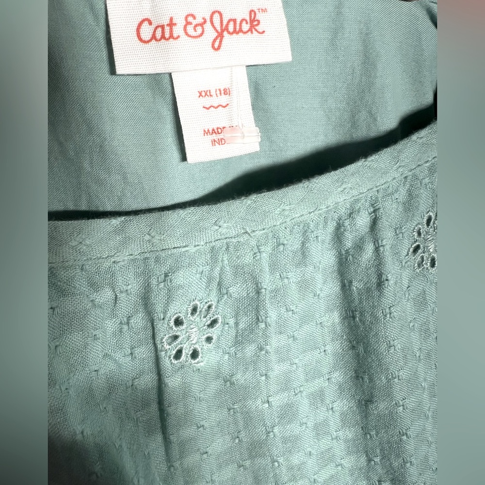 CAT & JACK/SUMMERTIME /Size XXL Girl / S-M Women- TEAL EYELET TIERES DRESS - Picture 7 of 14